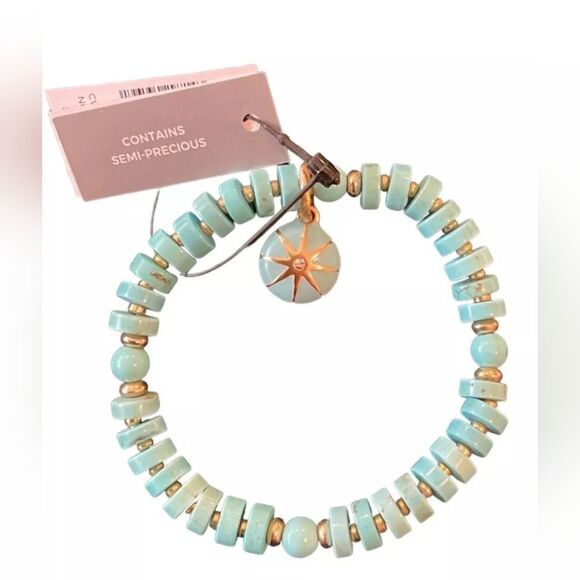 Chico’s Turquoise Agate Drop Off Stretch Bracelet NWT - Picture 1 of 4